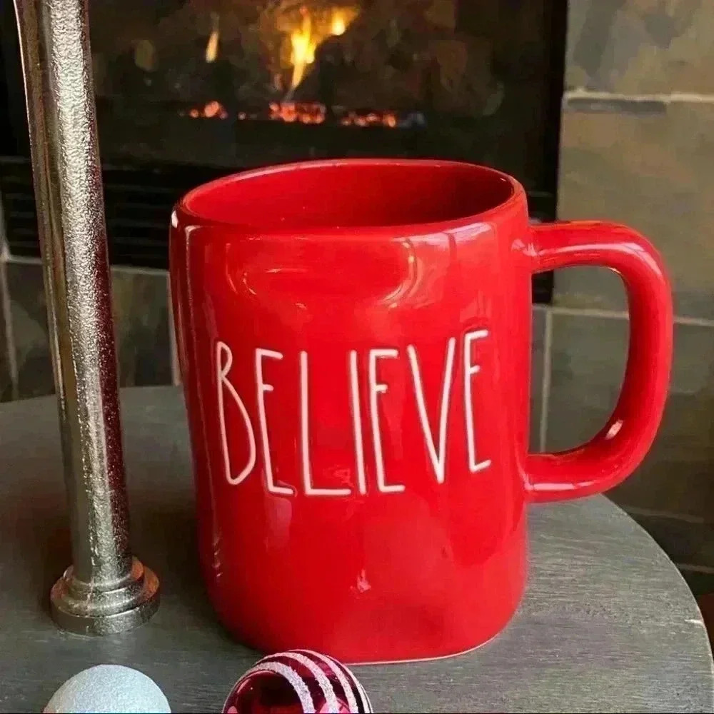 ❤️ NEW Rae Dunn BELIEVE - Beautiful Christmas RED Holiday Ceramic Coffee Mug/Cup - Picture 8 of 11